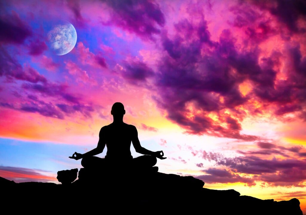 Meditation unter violettem Himmel